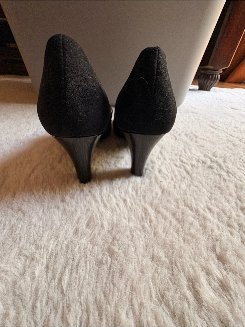 Giani Bernini Black Suede Double Buckle Mary Jane Heels